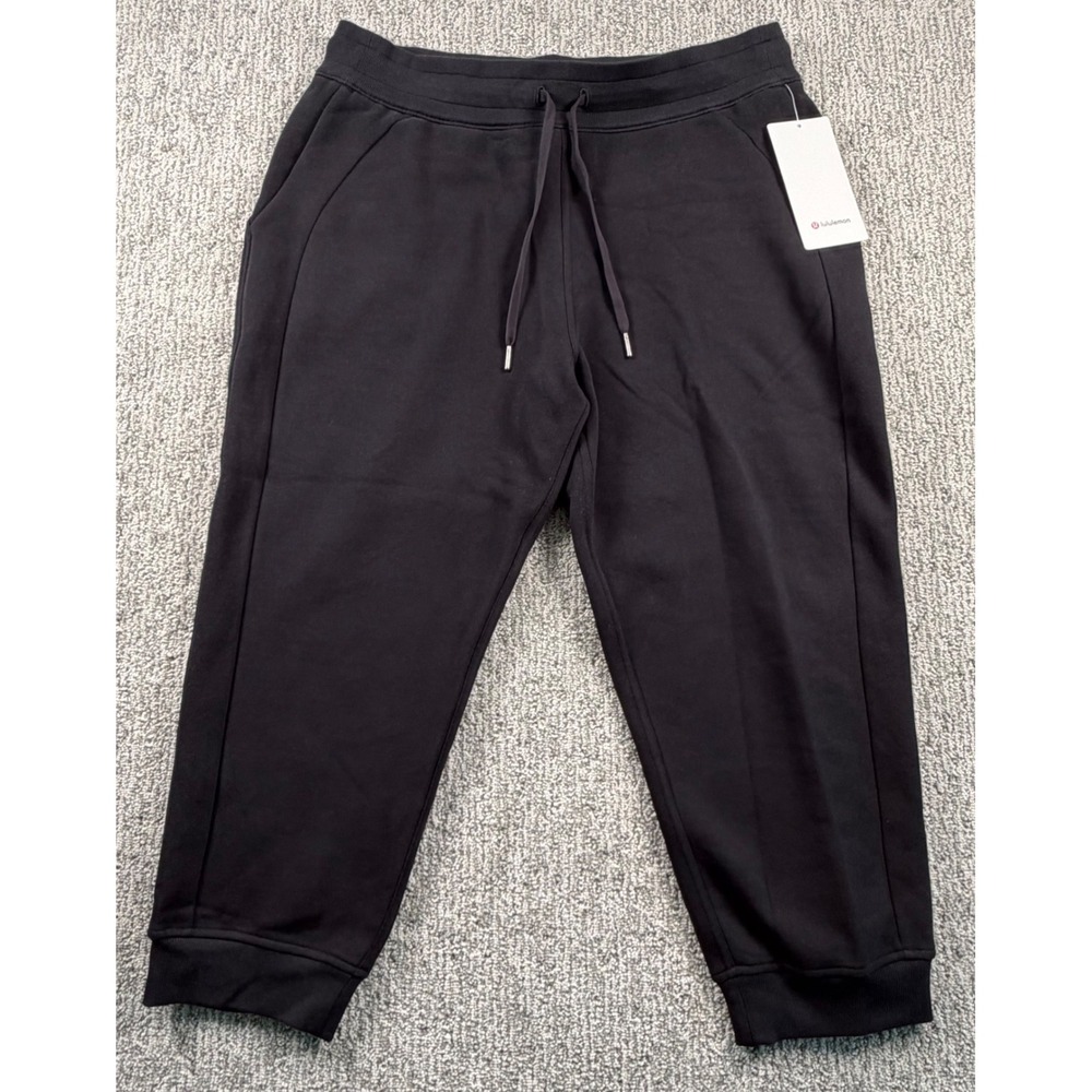 Lululemon Scuba‎ HR Jogger Crop Women 14 Black High Rise Cotton Fleece LW6BW6S